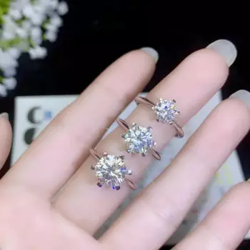 Классический стиль, самый простой стиль, различные размеры муассанита, серебряное женское кольцо 925 пробы