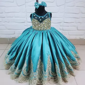 Классическое бальное платье, кружевные платья с цветочным рисунком для девочек, воротник, Прозрачное платье с бисером для малышей, наряды для торжественных мероприятий, атласное детское платье для выпускного вечера