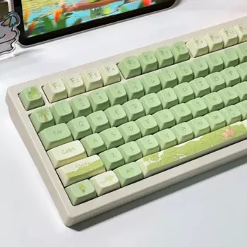 Клавиатура для игр на 123 клавиш, красящая клавиатура Sub PBT Pond Lotus, колпачки для клавиш с профилем FA для переключателей Gateron MX, Механическая игровая клавиатура