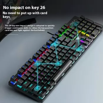 Клавиатура игровая Механическая Проводная, 104 клавиш, 26 клавиш, Rgb-подсветка