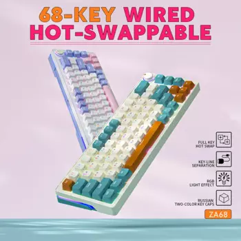 Клавиатура игровая Механическая Проводная с RGB-подсветкой, 68 клавиш