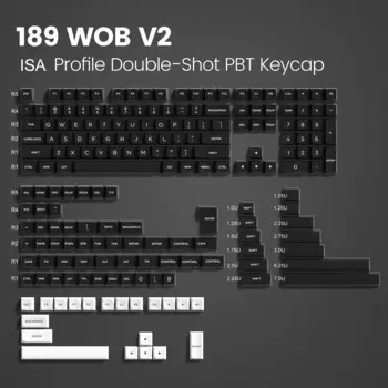 Клавиатура ISA Profile на заказ WOB, колпачки клавиш 189, колпачки клавиш Double Shot PBT для Cherry Gateron MX Switch, механические игровые клавиатуры