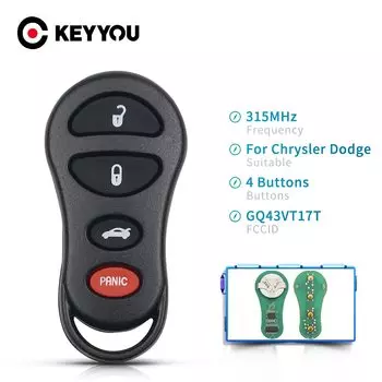 Клавиатура KEYYOU 3 + 1, 4 кнопки, 315 МГц, для Jeep Dodge 2002, 2003, 2004, 2005, караван Dakota Durango Chrylser GQ43VT17T