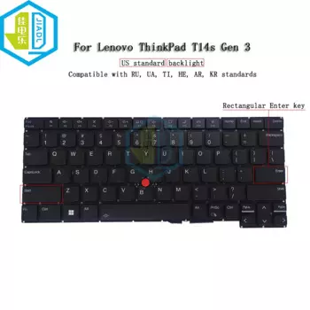 Клавиатура с подсветкой US RU DM Датская GK для ноутбука Lenovo ThinkPad T14s Gen 3 21BS 21CQ Trackpoint клавиатуры с подсветкой SN21D68484