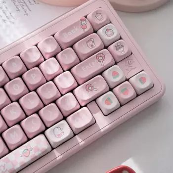 Клавиатура с розовым кроликом Moa, сублимационная, вишня Pbt, мультяшная, любовь, девушка, креативная, ручная роспись, механическая клавиатура, клавиатура для девочек