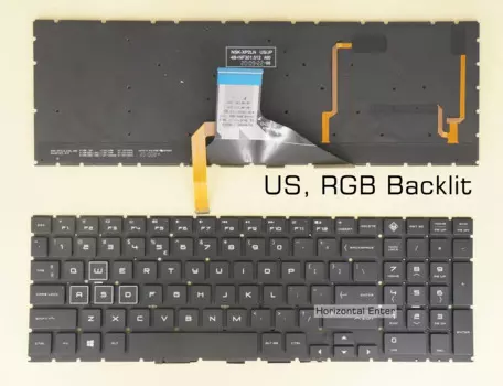 Клавиатура US для HP Omen 9Z.NF3BC.21D NSK-XP2BC PK132JZ1B01, RGB-подсветка