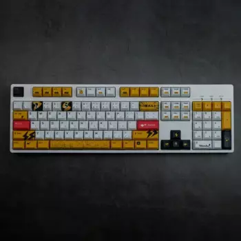 Клавиатура в стиле аниме с молнией, игровой колпачок для клавиатуры с мультяшным принтом крысы, 140 клавиш PBT, вишневый профиль, механическая клавиатура