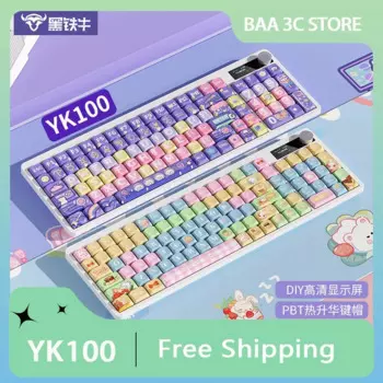 Клавиатура YK100 Механическая Беспроводная с тремя режимами и низким профилем, ультратонкая игровая клавиатура RGB для Mac Tablet, ПК, офиса, подарок