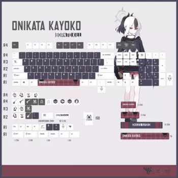 Клавиатуры с аниме Ailce Keycap 140 клавиши синий архив ONIKATA KAYOKO PBT игры Beauty Keycaps Cherry для механических клавиатур Alice