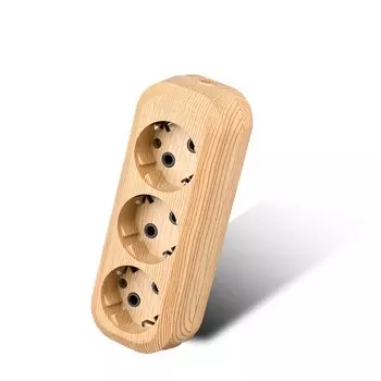 Клеммная колодка WESA Wood 3 Way, европейский стандарт, электрическая розетка Outlett, винтажная имитация дерева, огнезащитная