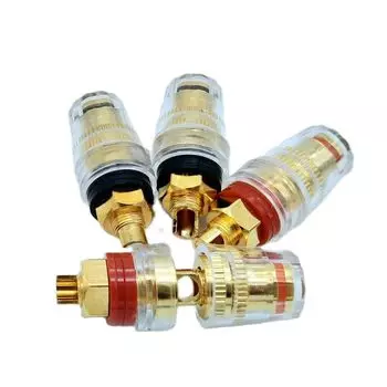 Клеммные посты HENGCHANG SJDTP 4 шт., латунь, позолоченные, 4 мм, тип "банан", красный и черный