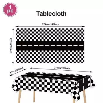 Клетчатая гоночная посуда EsenTroye для детского дня рождения