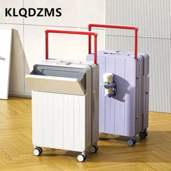 KLQDZMS 20 "22" 24 "26 дюймов новый мужской и женский многофункциональный интернатный чемодан с передним открытием большой вместимости на роликах