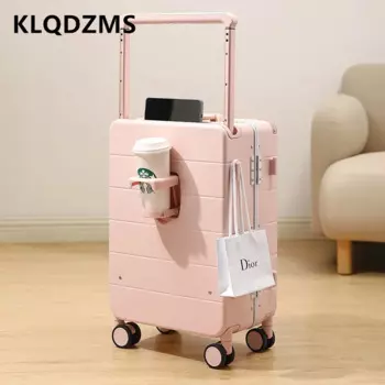 KLQDZMS, чемодан для кабины из АБС-пластика и поликарбоната, троллейка с алюминиевой рамой диаметром 20, 24, 26 дюймов, беззвучный Универсальный чемодан на колесиках