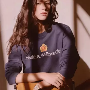 Клуб здравоохранения, темно-синие толстовки с круглым вырезом и буквенным принтом, винтажный пуловер с длинными рукавами, осенний модный джемпер для женщин