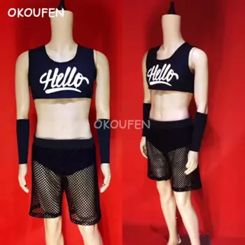 Клубный бар мужской певец модель Подиум мускульный набор мужской спортивный ветер полый сексуальный костюм для вечеринки шоу сцены