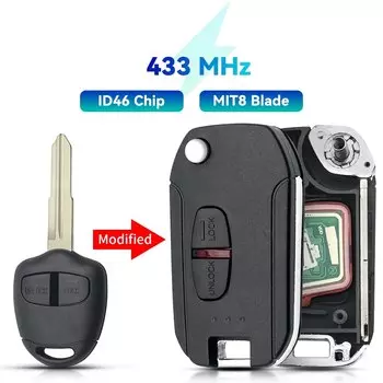 Ключ-брелок KEYYOU 2/3 кнопочный для автомобиля с чипом ID46 433 МГц для Mitsubishi L200 Shogun Pajero Triton