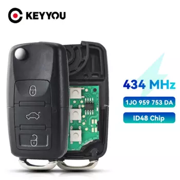 Ключ KEYYOU 433 МГц ID48 для VW Volkswagen Golf Passat Polo Jetta Touran Bora Sharan 1K0959753G 1J0959753DA 1J0959753AH