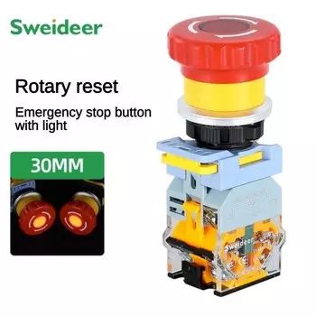 Кнопка аварийной остановки Sweideer, красный, пластик, 10А