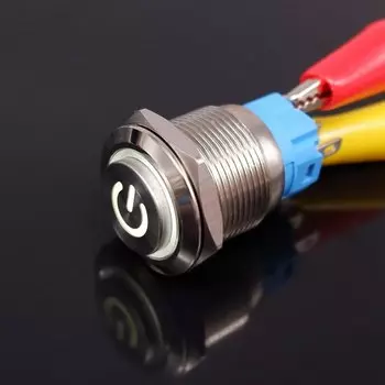 Кнопка переключения питания PRONCH 16 мм серебристого цвета