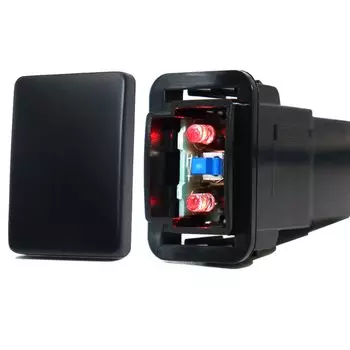 Кнопка включения-выключения, 12 В, с синей подсветкой, с соединительным проводом для Toyota (32,5 мм x 22 мм), Пустая Крышка (без узора)