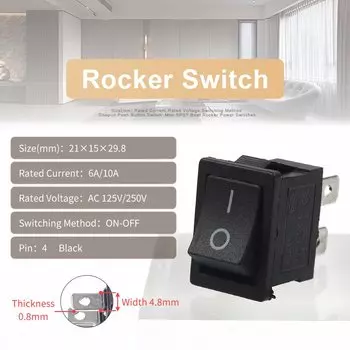 Кнопочные выключатели KCD1-104 5/10 шт