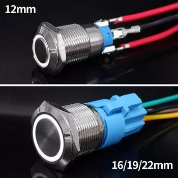 Кнопочный металлический переключатель PRONCH 12/16/19/22 мм красный