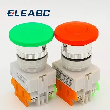22 мм Мгновенный кнопочный переключатель с грибовидной головкой 1NO + 1NC