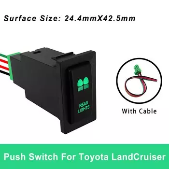 Кнопочный переключатель с зеленым светодиодом ВКЛ. ВЫКЛ для Toyota LandCruiser серии 80, серия 78/99, ТОЛЬКО со стальной приборной панелью, Prado 90/95