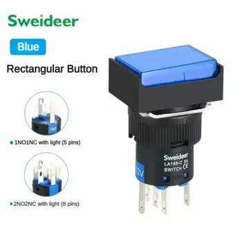 Кнопочный переключатель Sweideer LA155-C 16мм 12/24/220В