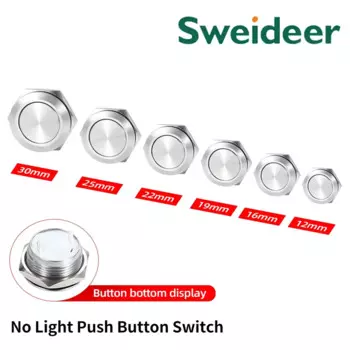 Кнопочный переключатель Sweideer, нержавеющая сталь, красный, 12/16/19/22/25/30 мм