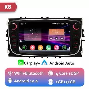 KNOWRO 2 DIN автомобильный Android 12 Carplay радио мультимедийный плеер для Ford Focus S-Max Mondeo Galaxy C-Max GPS-навигация Bluetooth