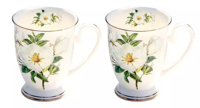 Кофейные кружки Bacugi 300 мл с цветочным рисунком