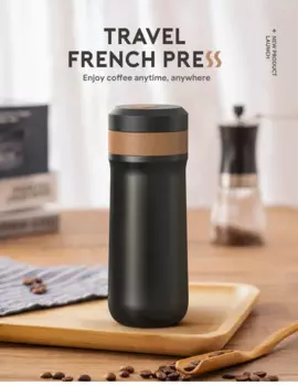 Кофеварка French Press, 2-слойная фильтрующая сетка, двойные стенки, нержавеющая сталь, вакуумная изоляция, кофе, чай для путешествий, офиса