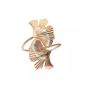 Кольца для салфеток Dvianna, золотые, металлические, листья гинкго, набор из 6 штук