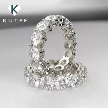 Кольца Eternity с муассанитом 2,2 карата для женщин и мужчин, стерлинговое серебро 925 пробы, покрытие из желтого золота 18 карат, обручальное кольцо с бриллиантом, обручальное кольцо