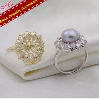 Кольца из серебра 925 пробы с жемчугом, 3 шт./лот