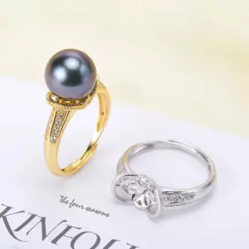 Кольца из серебра 925 пробы с жемчугом, 3 шт./лот