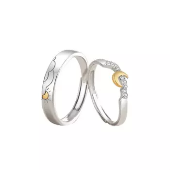 Кольца из серебра 925 пробы с Луной и солнцем