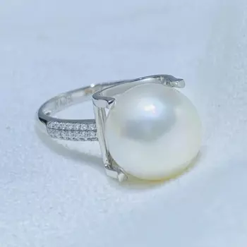 Кольца JY2023 из жемчуга с муассанитом, 18 К, 12 мм