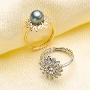 Кольца поделки из серебра 925 пробы с жемчугом подсолнуха