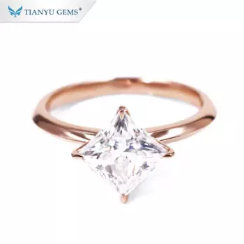 Кольца Tianyu Gems 7x7 мм с мусанитом для женщин, сверкающий драгоценный камень, обручальное кольцо 14K 18K золото, Изящные Ювелирные изделия