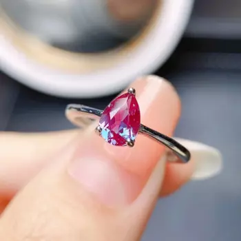 Кольцо Александритовое в форме груши, 5x7 мм