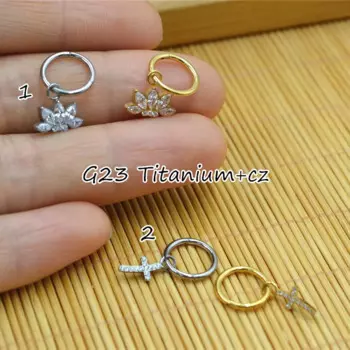 Кольцо для пирсинга с фианитом, 10 шт.