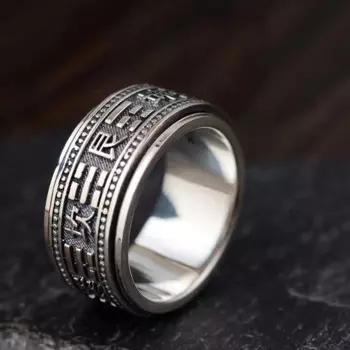 Кольцо FNJ из серебра 925 пробы для женщин и мужчин, ювелирные изделия, кольца из чистого серебра 100% пробы, вращающиеся кольца Будды