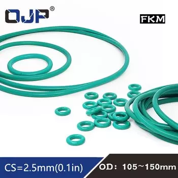Кольцо из фторкаучука, 1 шт., зеленое уплотнительное кольцо FKM, OD105/110/120/140/150*2,5 мм, толщина fkm, резиновое масляное кольцо, прокладка для топлива