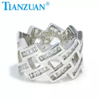 Кольцо из серебра 925 пробы с муассанитом, 14 мм