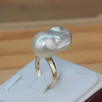 Кольцо из серебра 925 пробы с натуральным жемчугом, 18 к