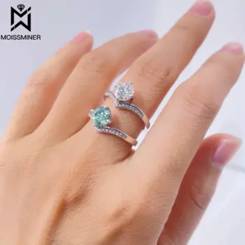 Кольцо из серебра 925 пробы с муассанитом, 1 карат