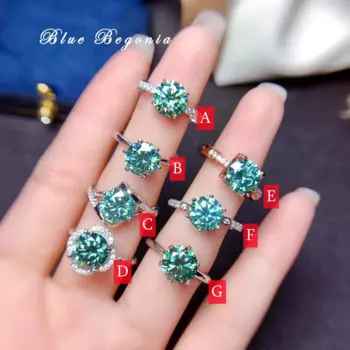 Кольцо из серебра 925 пробы с муассанитом, 2 карата